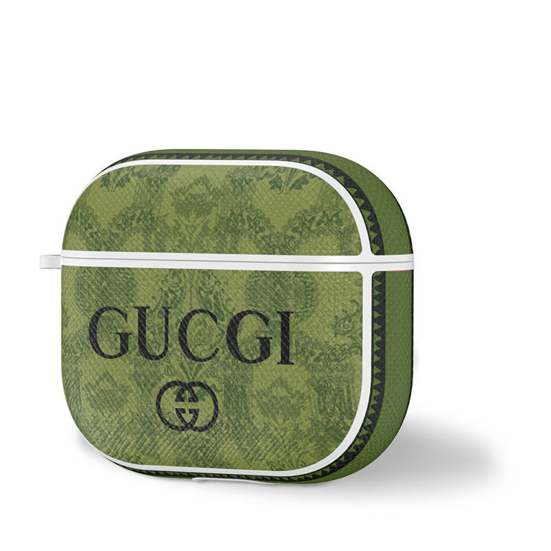 グッチ ハイブランド GUCCI 革製 Airpods 3ケース レザー製 モノグラム柄 紛失防止 カラビナ付