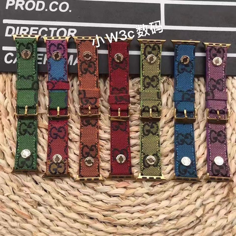 Gucci グッチ ブランド アップルウォッチ8/SE2/Ultra/7バンド オシャレ モノグラム レザー製 ボタン付き 芸能人愛用