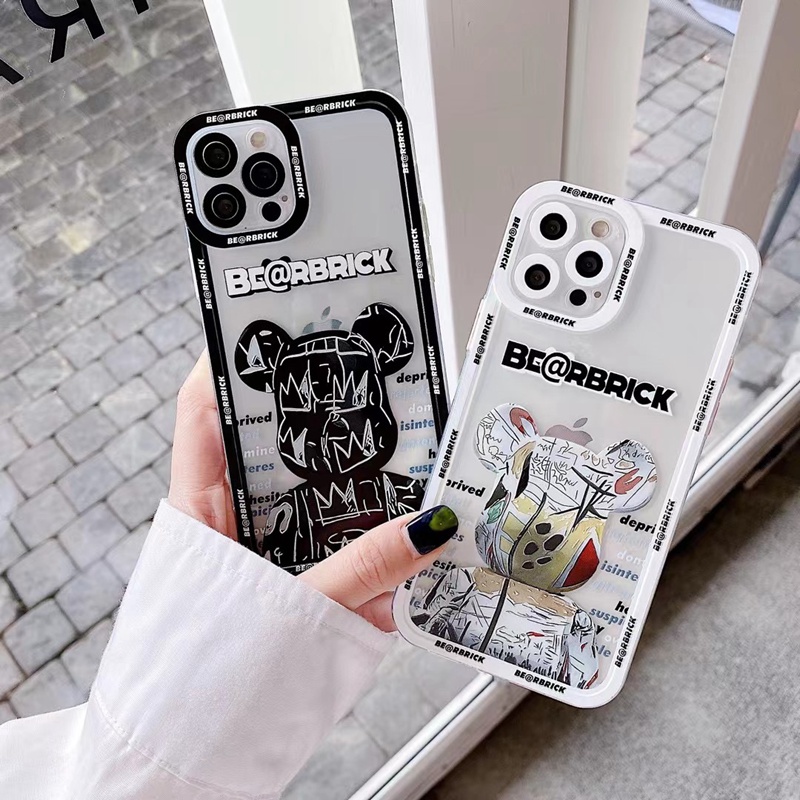 KAWS BE@RBRICK ハイブランド iphone 13/13pro/13pro maxケース カウズ 熊柄 クリアケース モノグラム ジャケット型