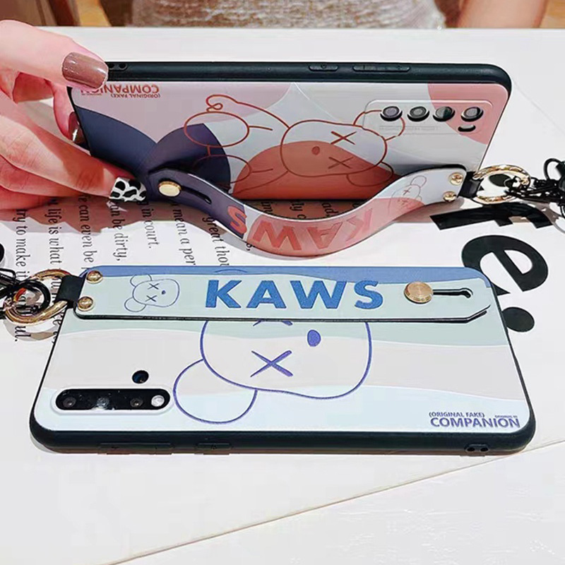 KAWS/カウズ ブランド Galaxy S23+/S23 Plus/S23 Ultra/A54 5Gケース ストラップ付き 熊柄 リング付き ハンドバンド付き スタンド機能 モノグラム ジャケット型