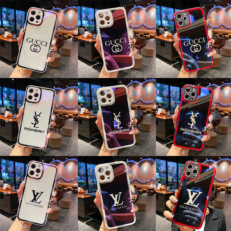 LV iphone13 pro/13 pro max/13 miniケース ブランド Gucci 韓国風 Chanel 鏡面ガラス型 キラキラ イブサンローラン モノグラム 耐衝撃