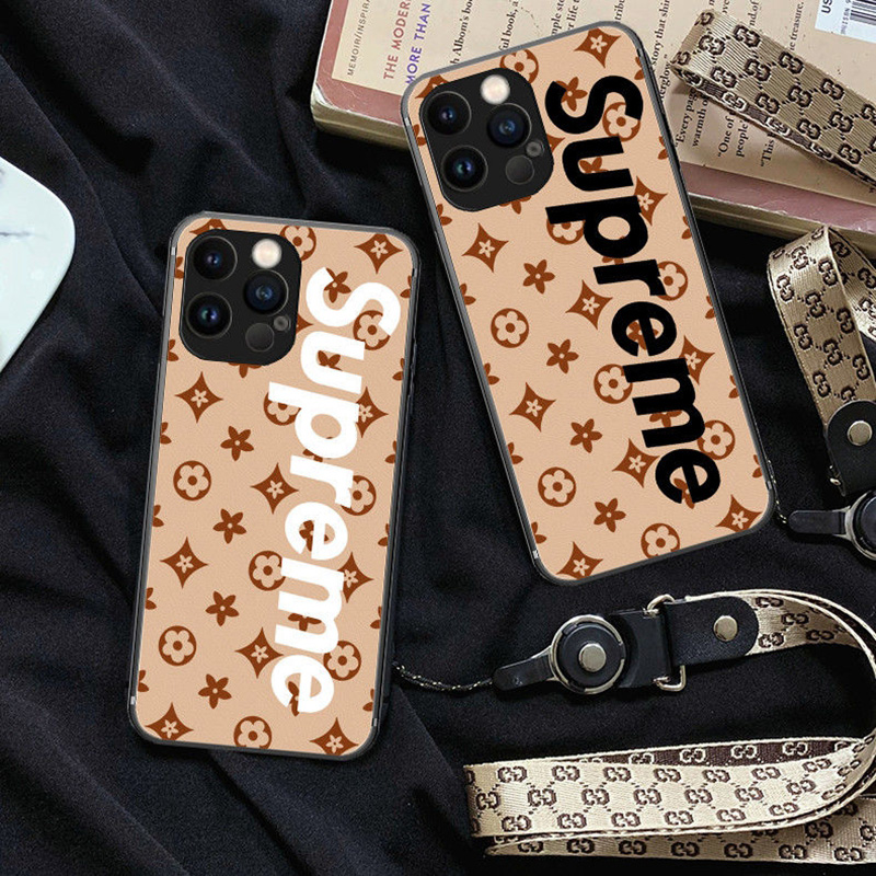 lvヴィトンsupreme コンボ アイフォン13/12/11カバー ins風 ストランプ ジャケット型 潮流 個性 韓国風 モノグラム