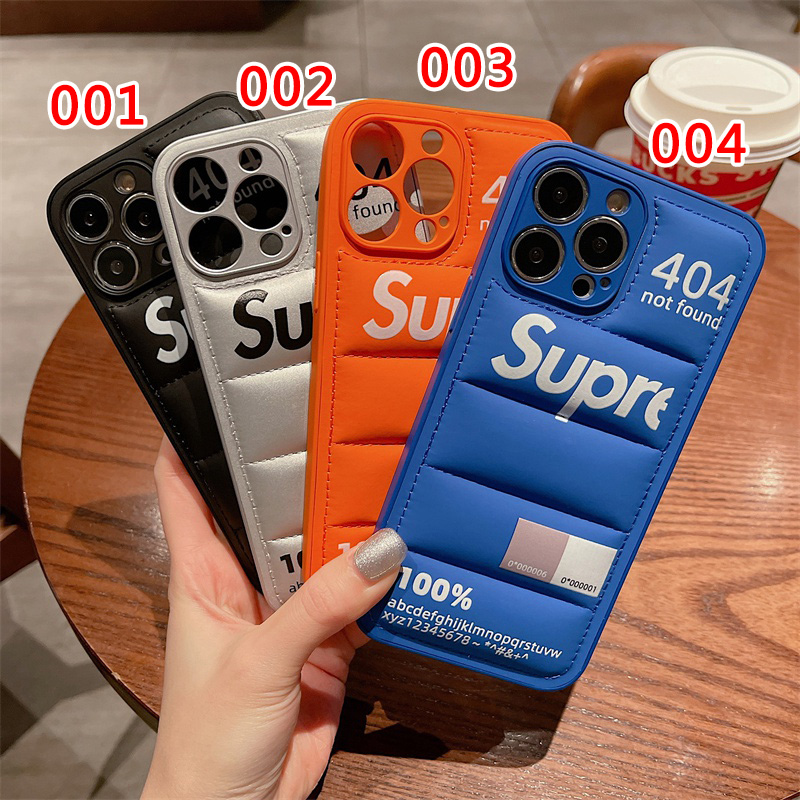 SUPREME シュプリーム ブランド iphone 15 pro max/15 plusケース 経典 ダウンジャケット風 レザー製 セレブ愛用 保護 オーダーメイド アイフォン15プロマックス カバー レデイース