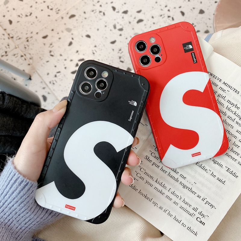 シュプリーム ザ·ノース·フェイス コンボ ブランド iphone 13 pro/13 pro maxケース 個性 supreme 潮流 the north face黒赤