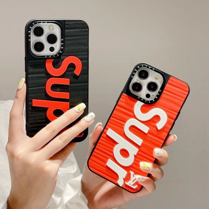 LV/ルイヴィトン SUPREME/シュプリーム コラボ ハイブランド iphone 14/14 pro/14 pro maxケース かわいい モノグラム シリコン製 ジャケット型