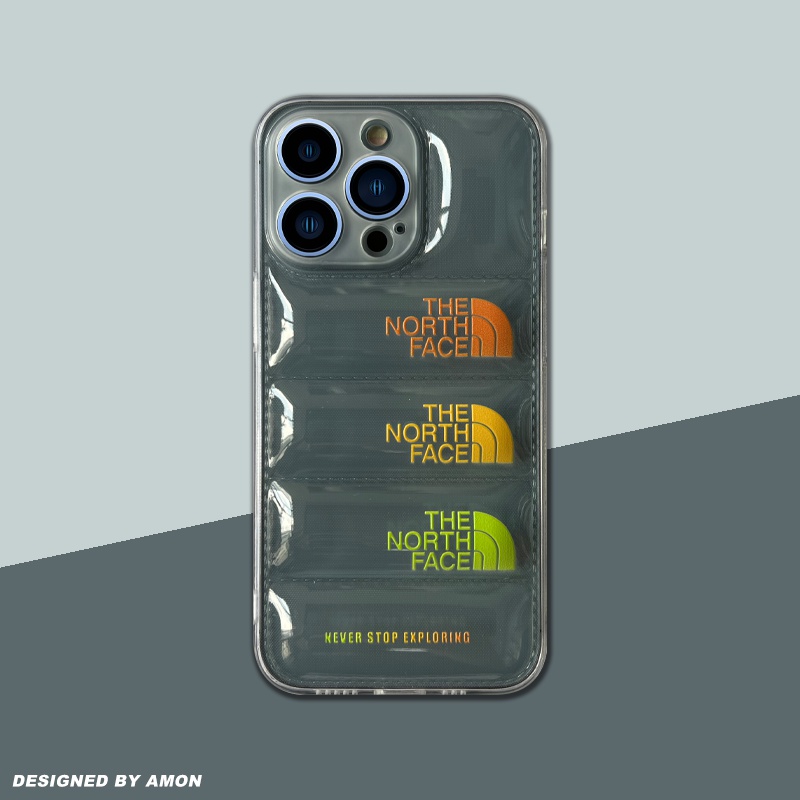 ザノースフェイスiphone14plus/14pro maxケースThe North Faceブランド クリア ダウンジャケット アイフォン14男女